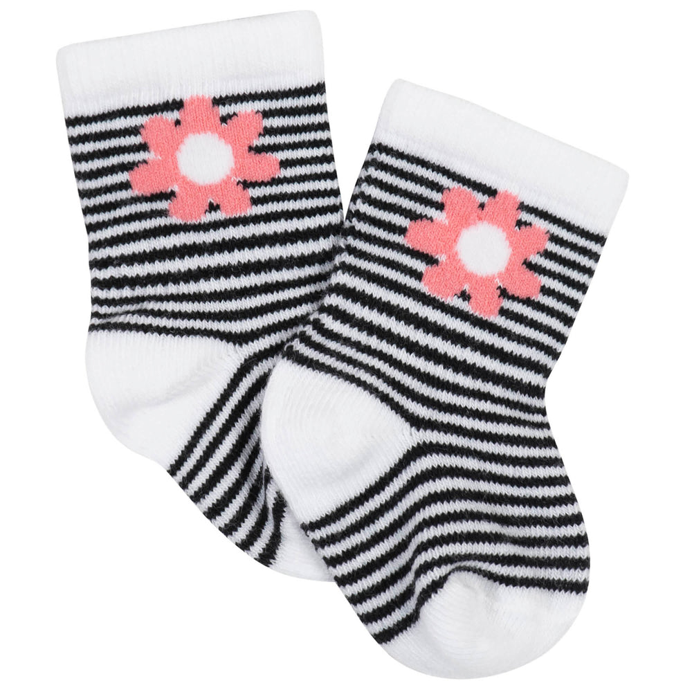 10-Pack Baby Girls Garden Floral & White Wiggle Proof® Socks