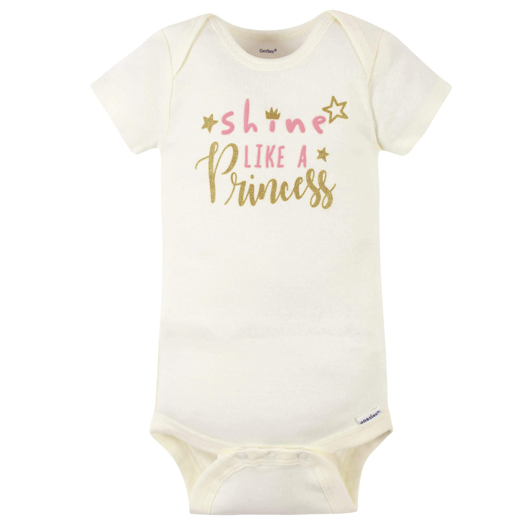 8-Pack Baby Girls Princess Short Sleeve Onesies® Bodysuits-Gerber Childrenswear