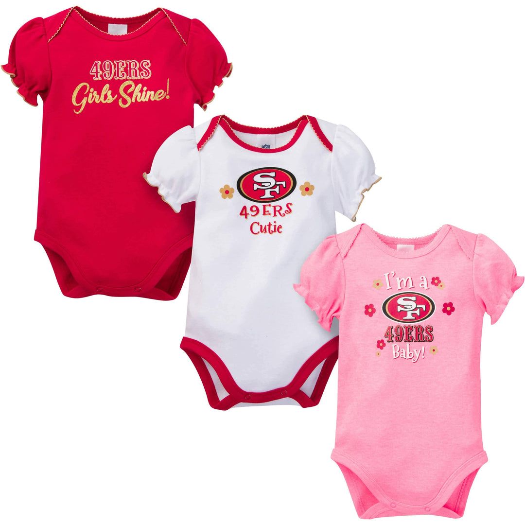 3-Pack Baby Girls 49ers Short Sleeve Bodysuits – Gerber Childrenswear