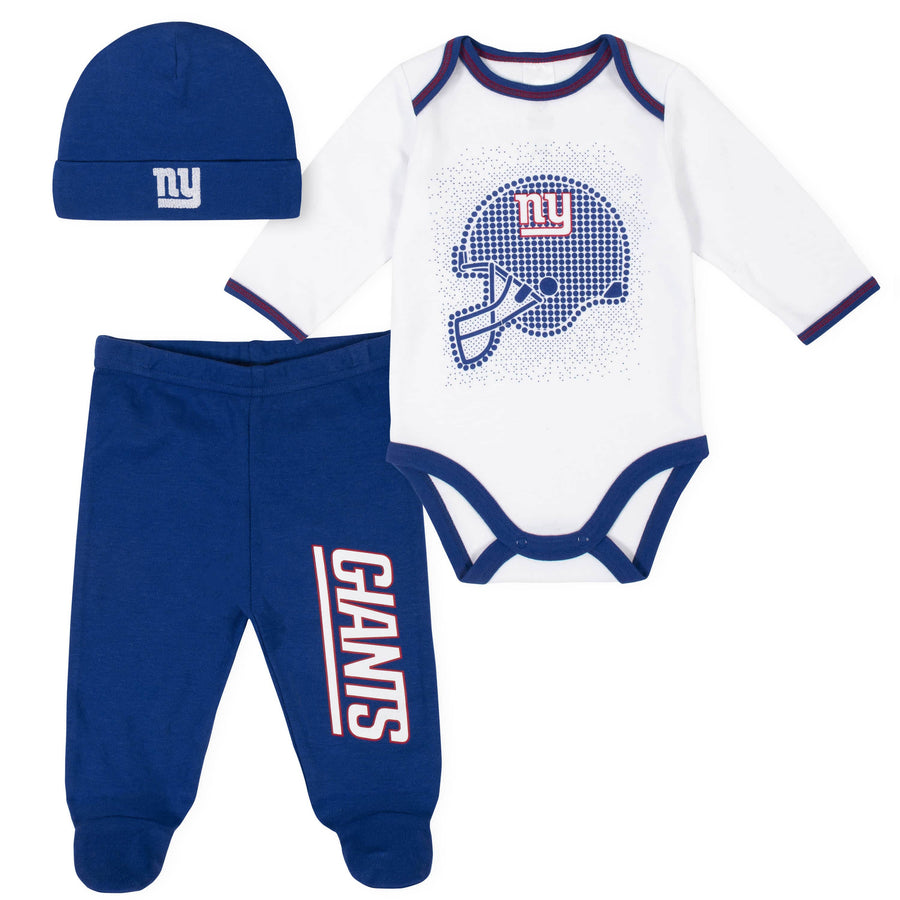 New York Giants 3-Piece Baby Boys Bodysuit, Pant, and Cap Set-Gerber Childrenswear