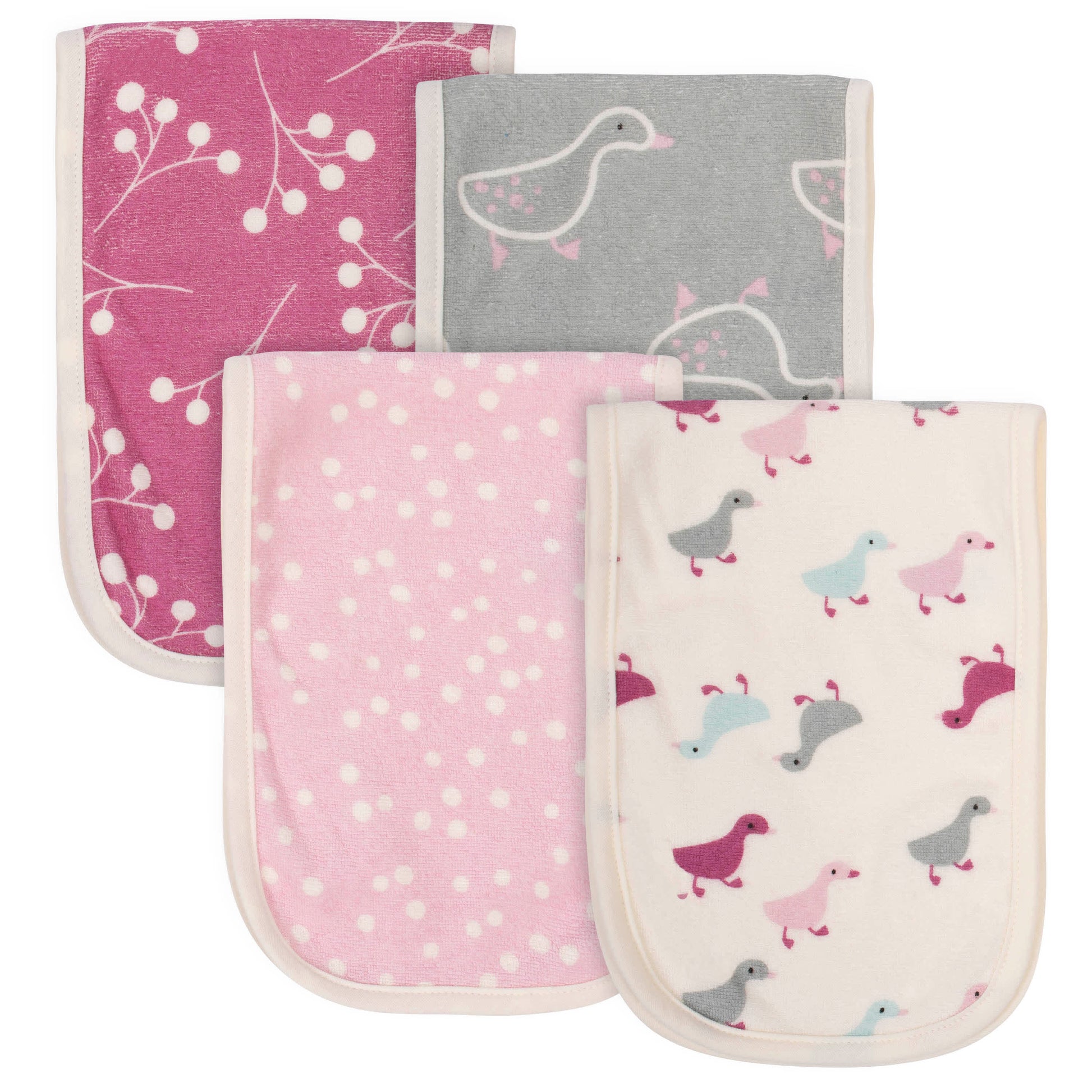 4-Pack Baby Girls Comfy Stretch Ducklings Burp Cloths-Gerber Childrenswear