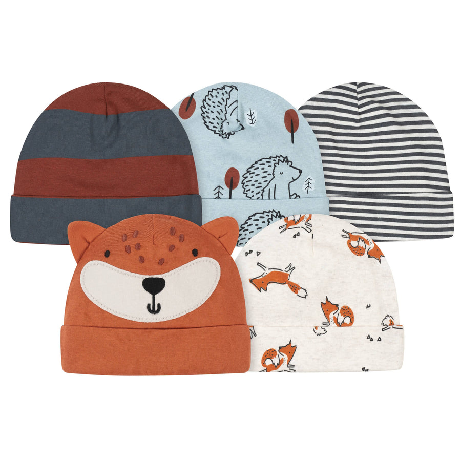 5-Pack Baby Boys Fox Caps-Gerber Childrenswear