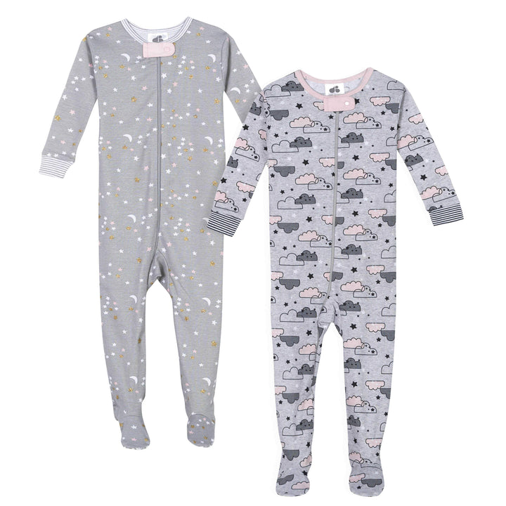 2-Pack Baby Girls' Unicorn & Clouds Organic Sleep 'n Play-Gerber Childrenswear