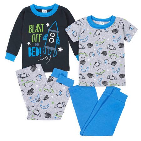 4-Piece Infant & Toddler Boys Space Snug Fit Cotton Pajamas