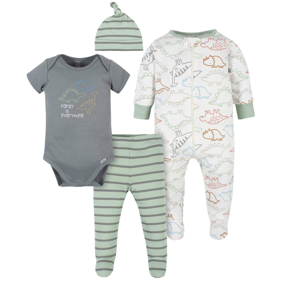 Baby Boys Organic 4-Piece Dino Bundled Gift Set-Gerber Childrenswear