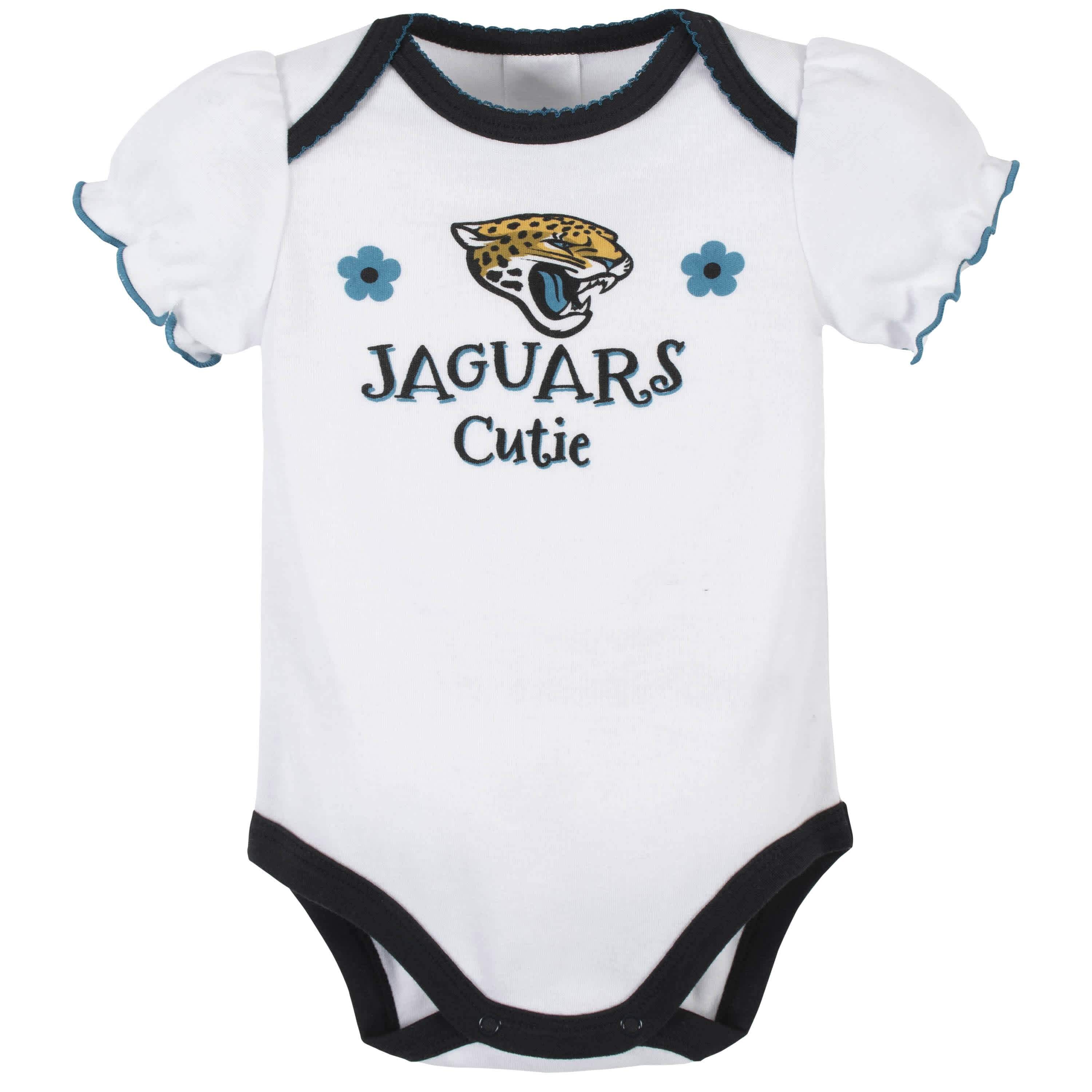 Jacksonville Jaguars Baby Girls Short Sleeve Bodysuits-Gerber Childrenswear