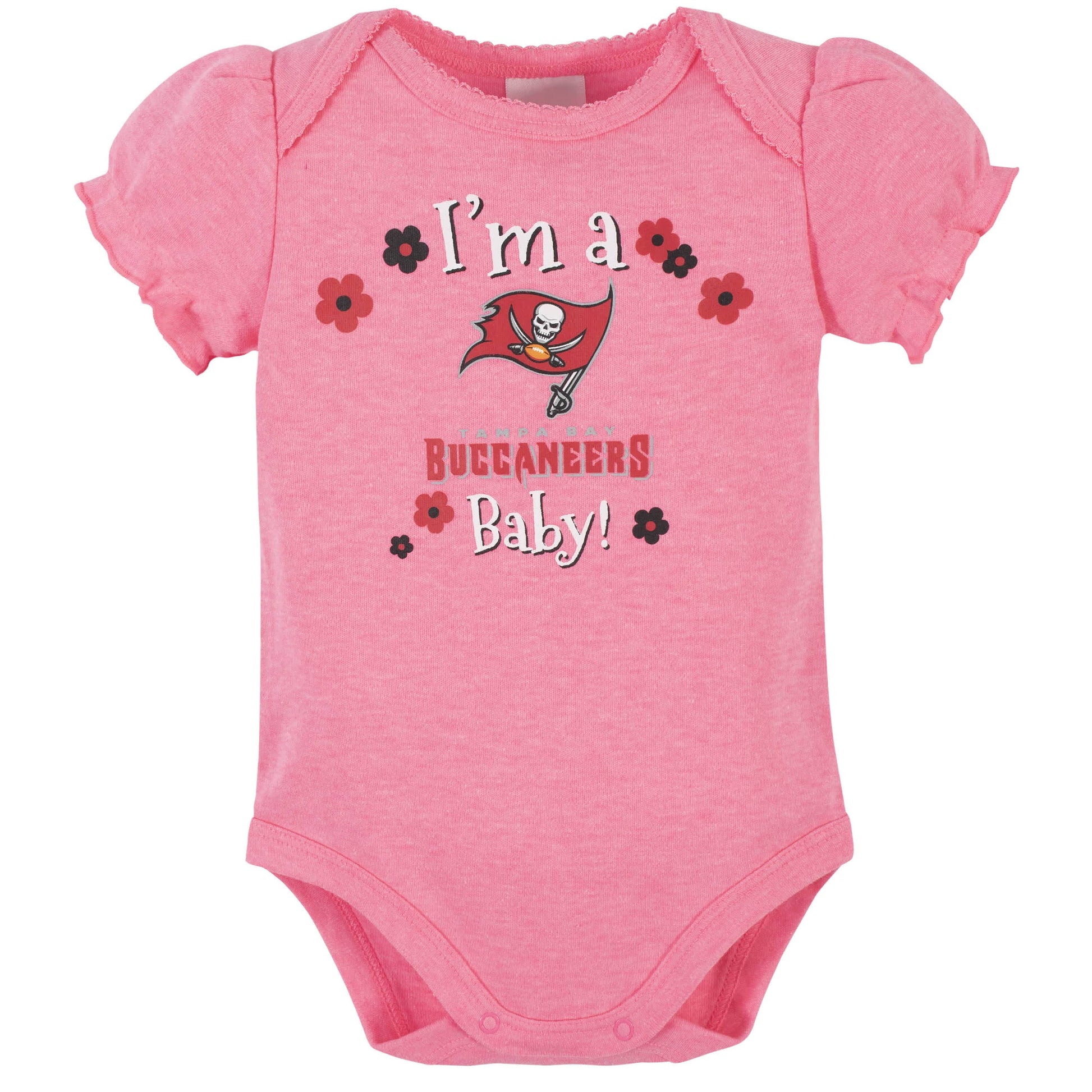 Tampa Bay Buccaneers Baby Girls Short Sleeve Bodysuits-Gerber Childrenswear