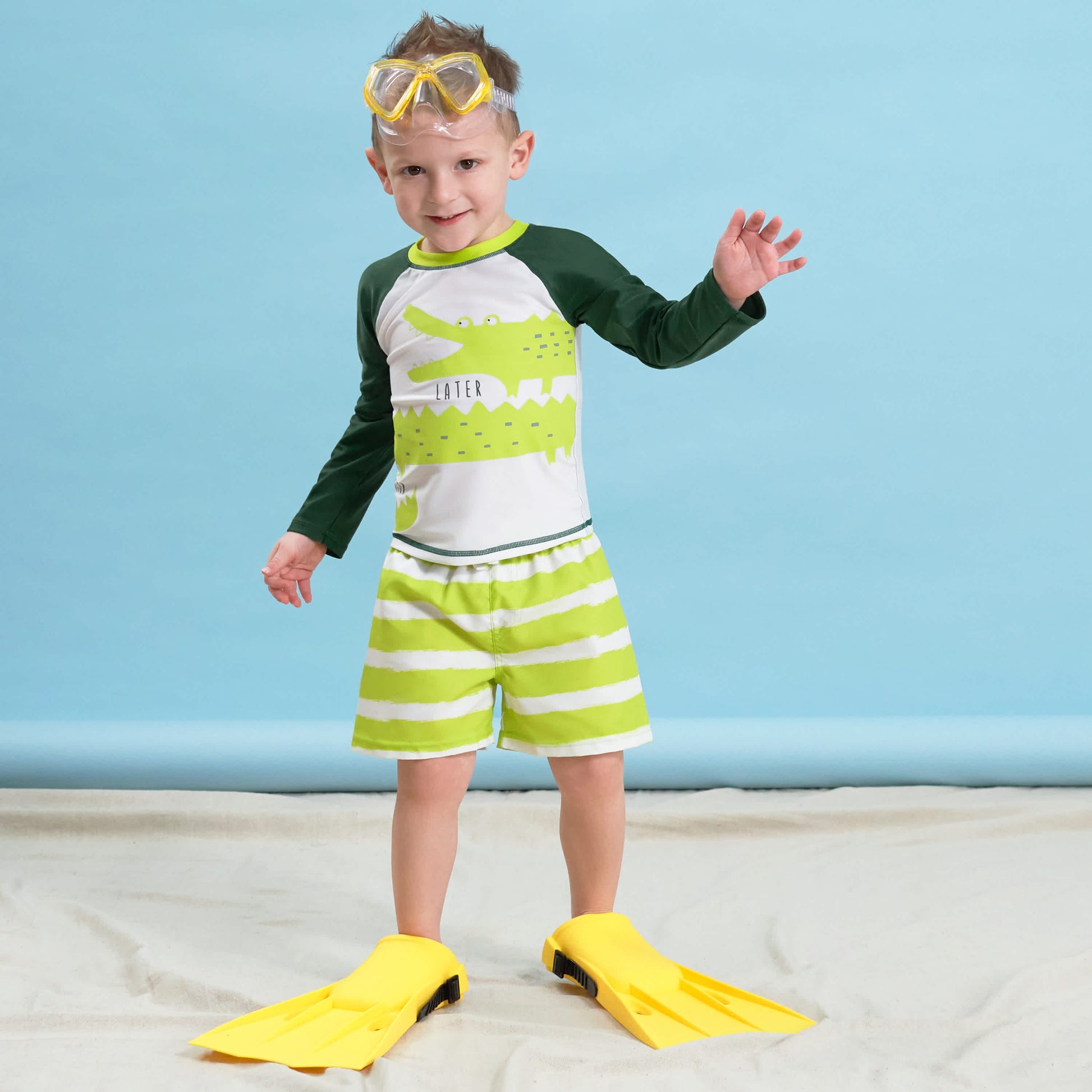 2-Piece Baby & Toddler Boys Later Gator Rash Guard & Swim Trunks Set-Gerber Childrenswear