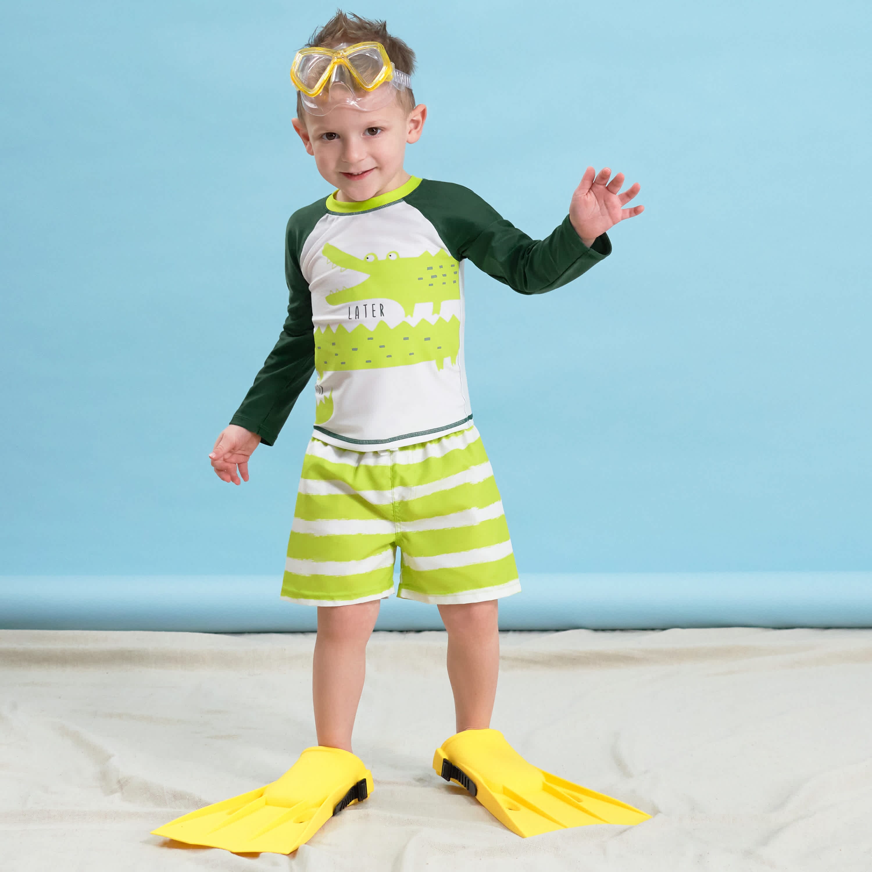 2-Piece Baby & Toddler Boys Later Gator Rash Guard & Swim Trunks Set-Gerber Childrenswear