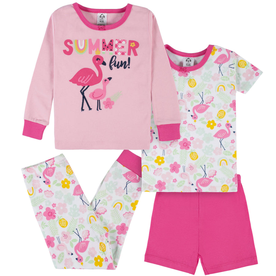 4-Piece Infant & Toddler Girls Summer Blossom Snug Fit Cotton Pajamas-Gerber Childrenswear
