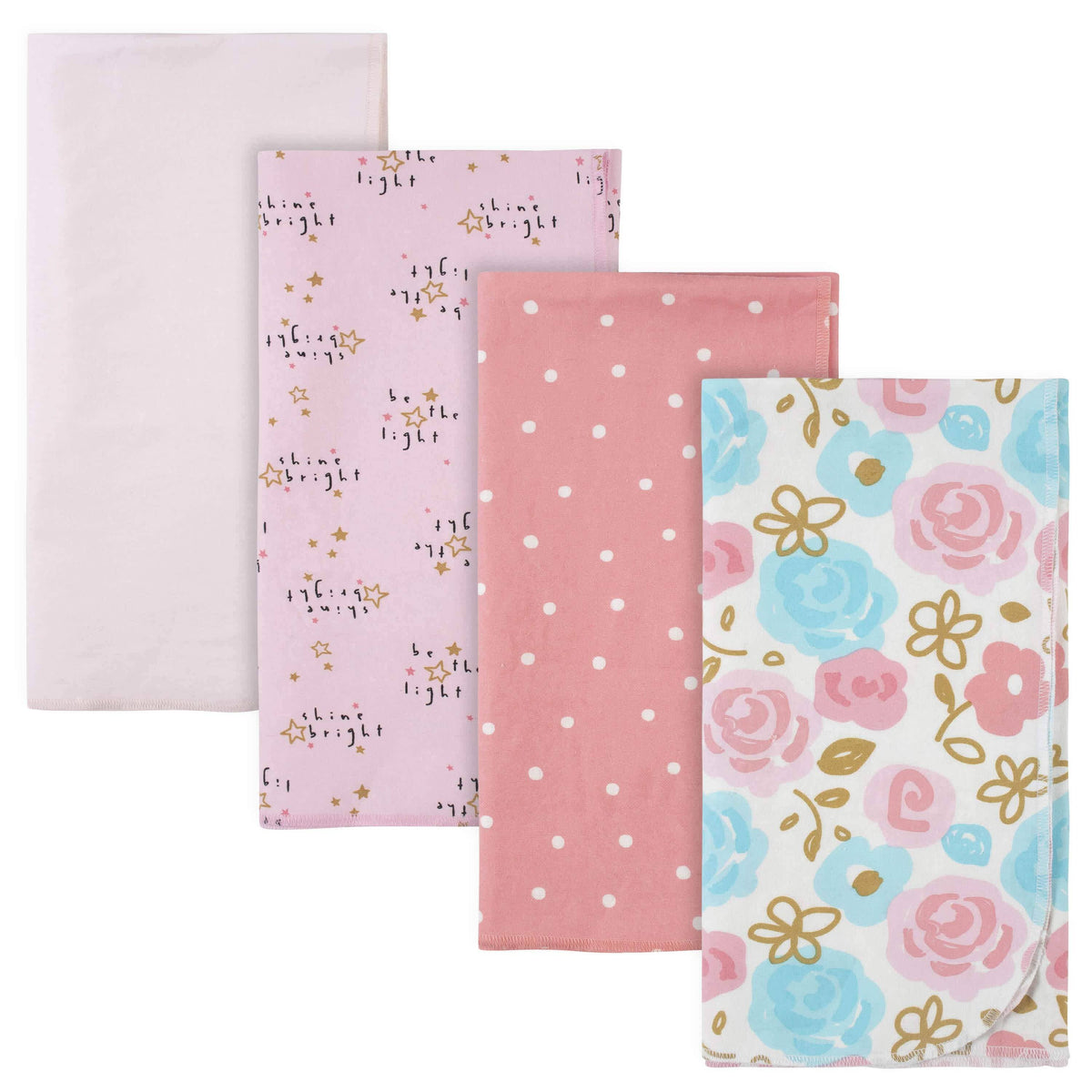 4-Pack Girls Princess Flannel Receiving Blankets-Gerber Childrenswear