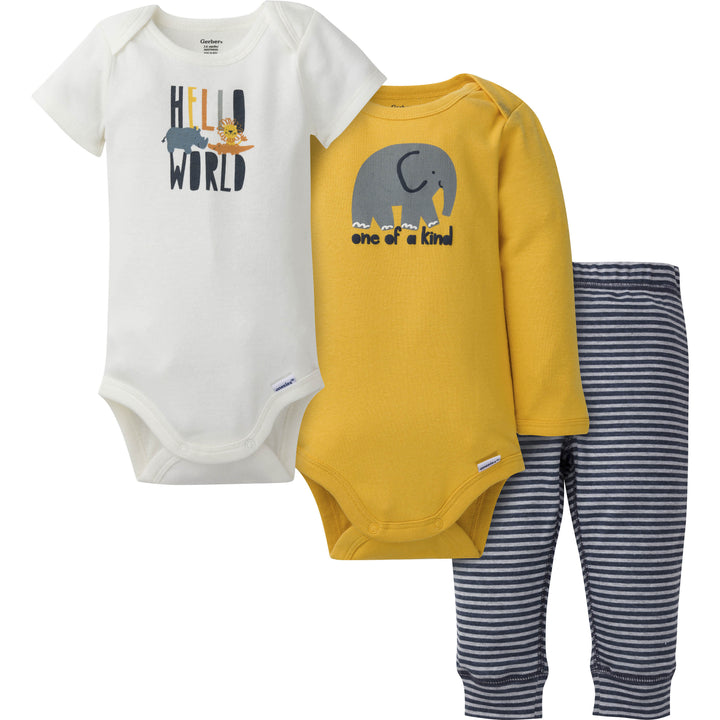 3-Piece Baby Boys Roaring Adventure Onesies® Bodysuits & Pants Set-Gerber Childrenswear
