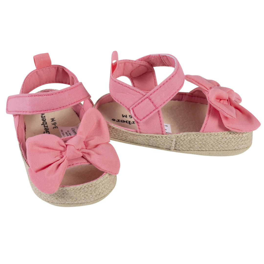 Baby Girls Coral Pink Eyelet Espadrille Sandal-Gerber Childrenswear
