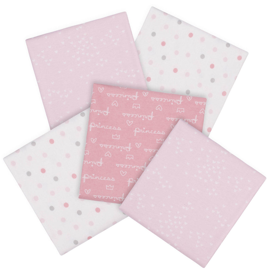 Gerber 5-Pack Baby Girls Pink Princess Flannel Blankets
