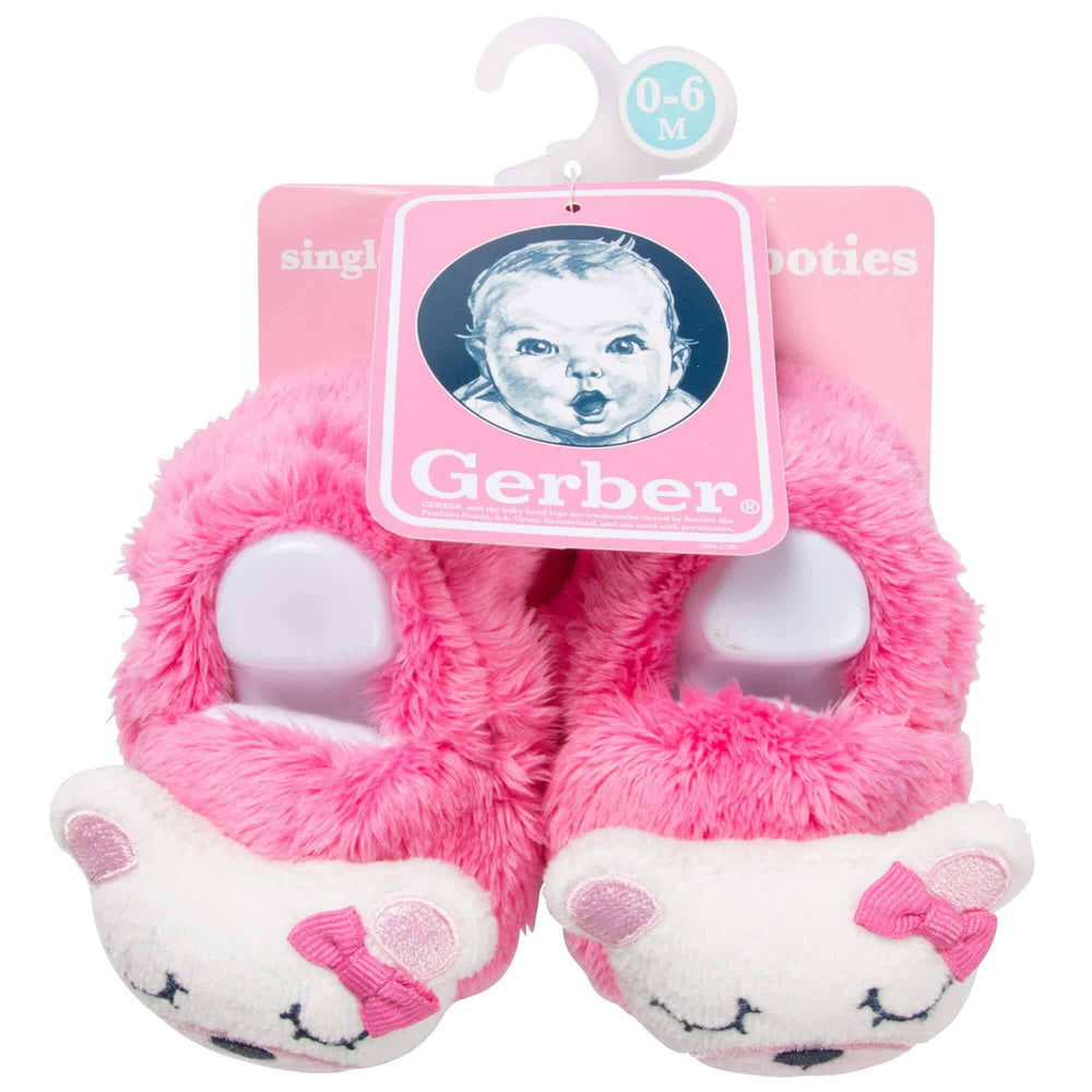 Baby Girls Bear Velboa Booties-Gerber Childrenswear