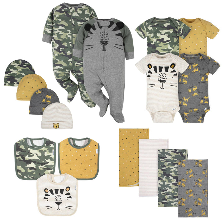 17-Piece Baby Boys Tiger Apparel & Blankets Set-Gerber Childrenswear