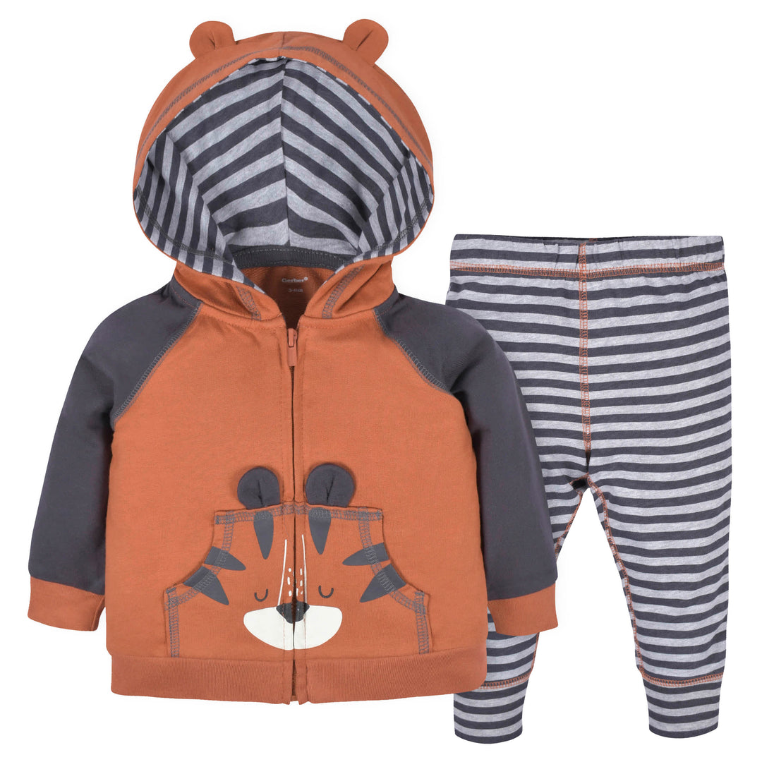 2-Piece Baby Toddler Boys Tiger Terry Zip Hoodie Joggers Set