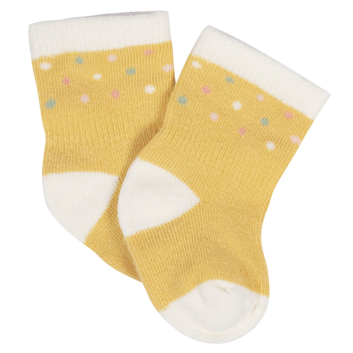 8-Pack Baby Girls Golden Floral Jersey Wiggle Proof® Socks