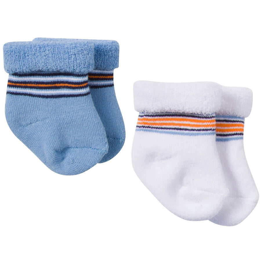 Gerber® 2-Pack Baby Boys Striped Terry Crew Socks-Gerber Childrenswear