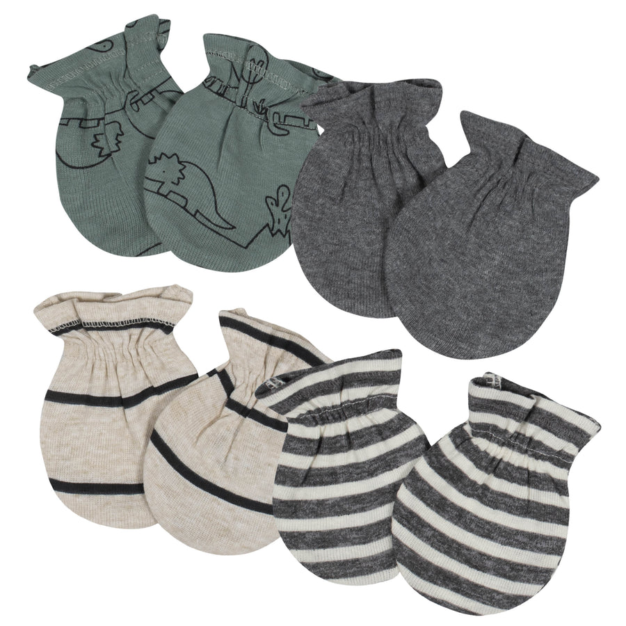 4-Pack Baby Boys Dinosaur No Scratch Mittens-Gerber Childrenswear