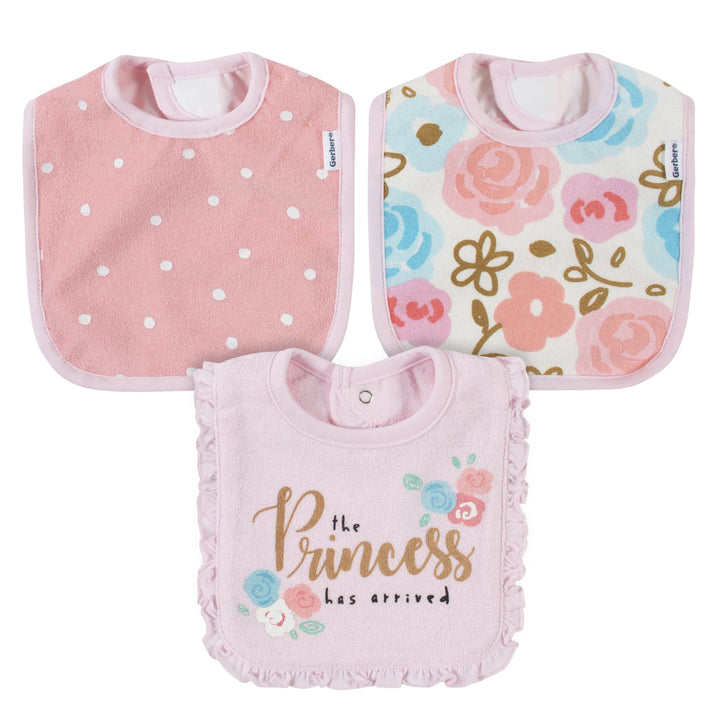 3-Pack Girls Princess Bibs-Gerber Childrenswear