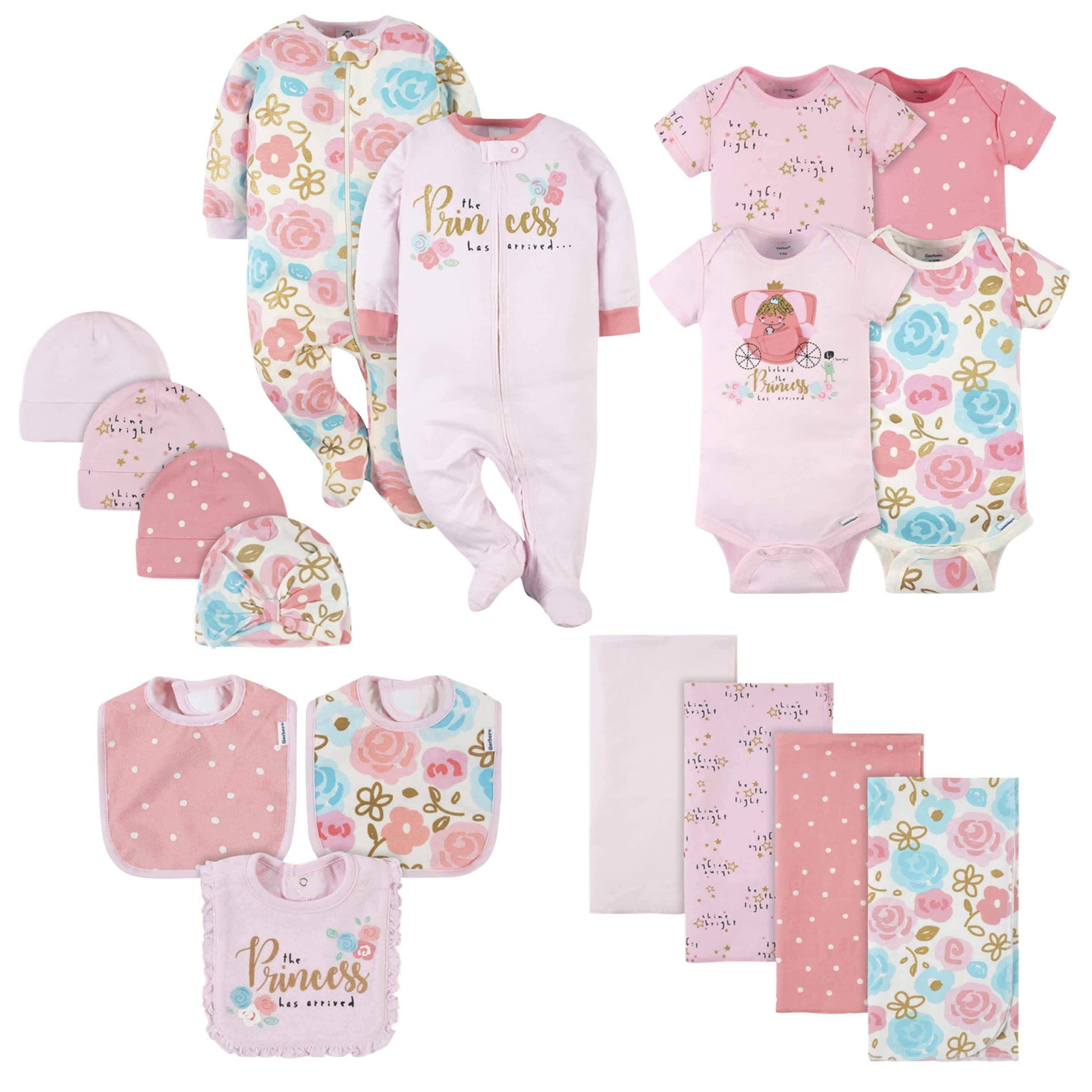 17-Piece Baby Girls Princess Apparel & Blankets Set-Gerber Childrenswear