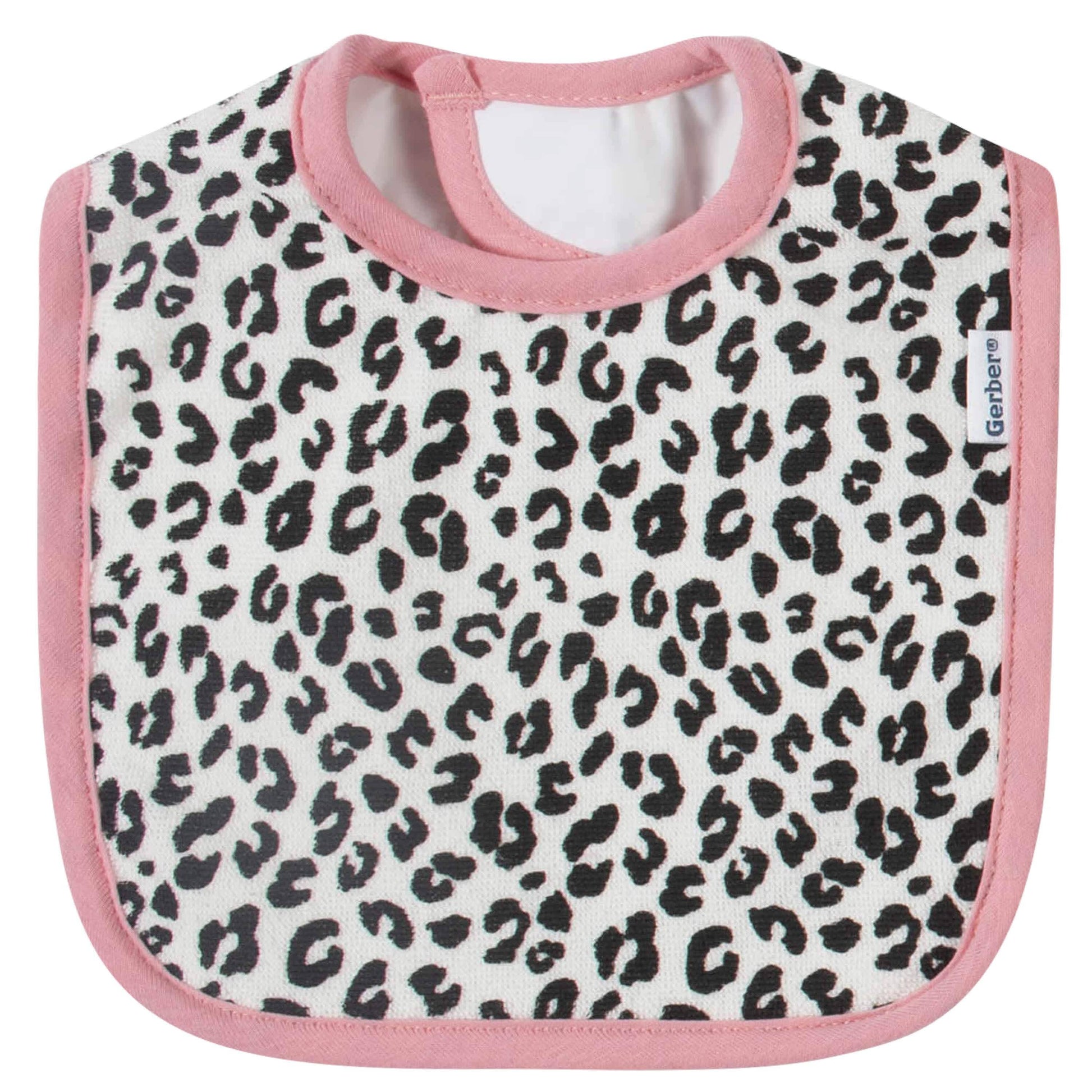 7-Piece Baby Girls Leopard Terry Bibs & Terry Burp Cloths Set-Gerber Childrenswear