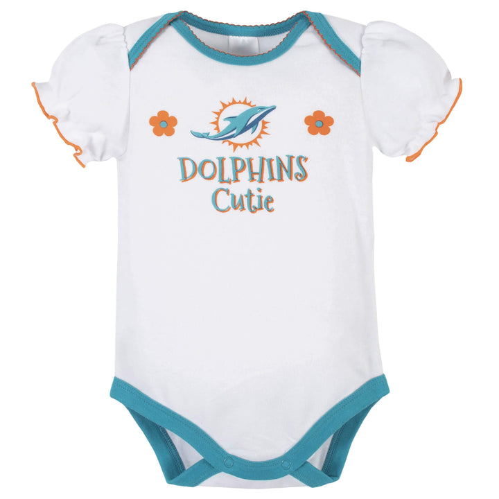 Miami Dolphins Baby Girls Short Sleeve Bodysuits-Gerber Childrenswear