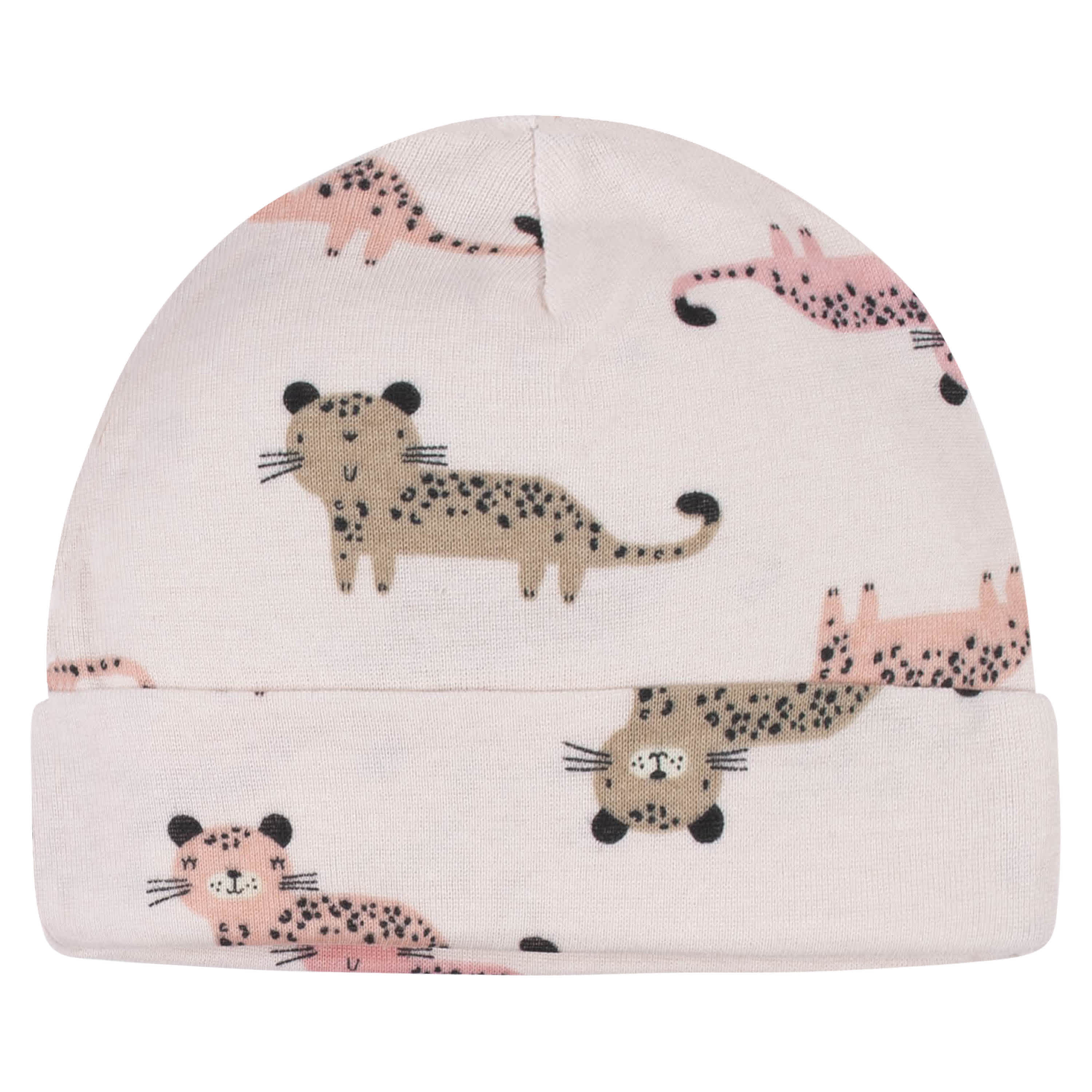 8-Piece Baby Girls Leopard Caps & Mittens Set-Gerber Childrenswear