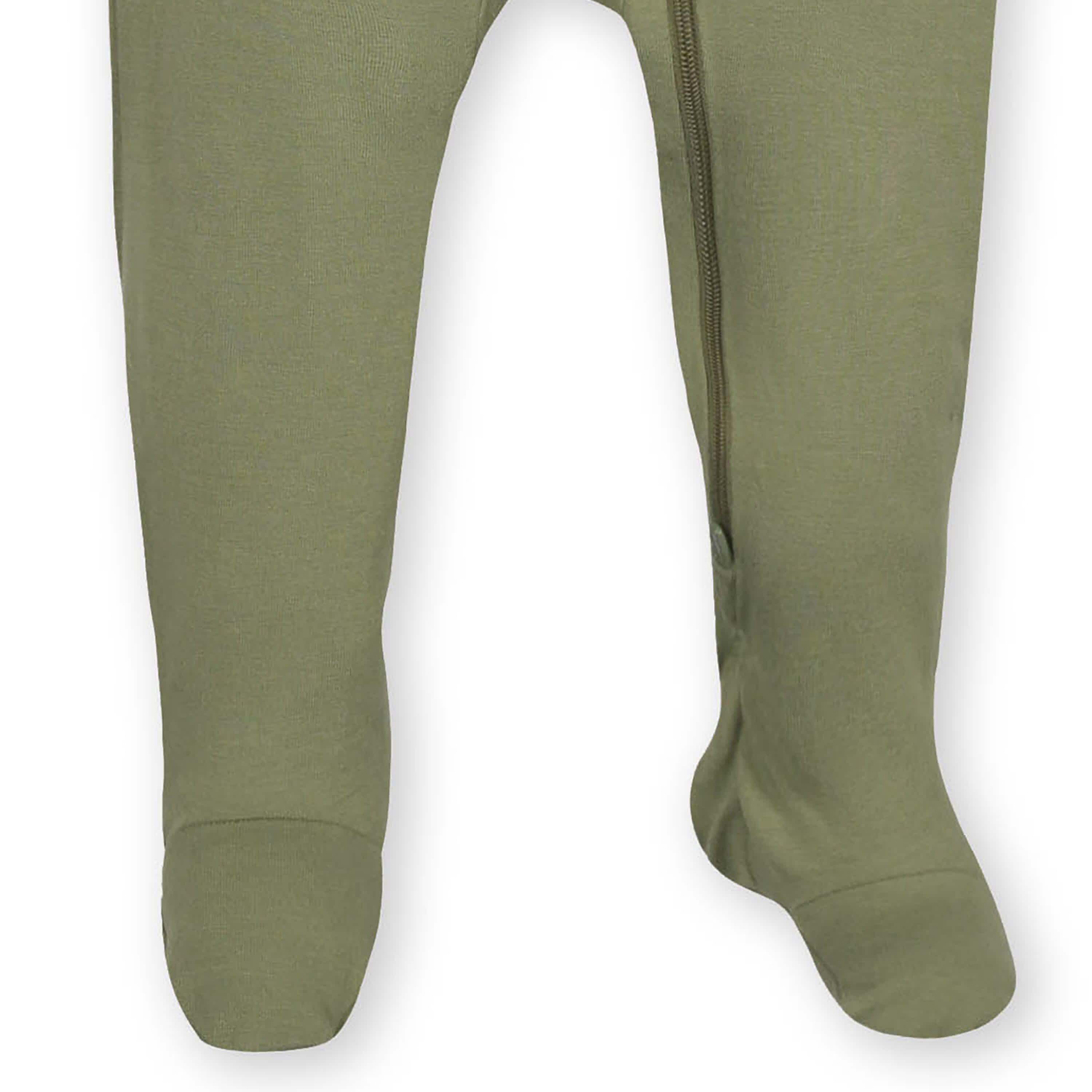Baby & Toddler Olive Buttery-Soft Viscose Made from Eucalyptus Snug Fit Footed Pajamas