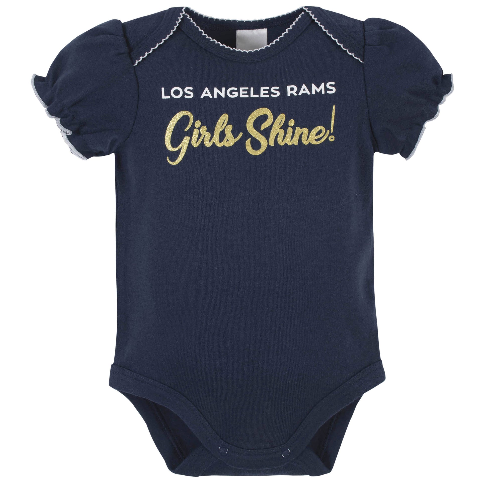 Los Angeles Rams Baby Girls Short Sleeve Bodysuits-Gerber Childrenswear