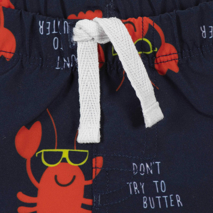 3-Piece Boys Lobster Swim Trunks, Rash Guard, & Hat Bundle-Gerber Childrenswear