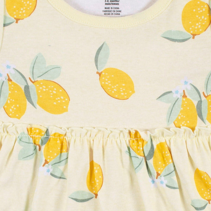 3-Piece Baby & Toddler Girls Little Lemon Dress, Diaper Cover & Headband Set