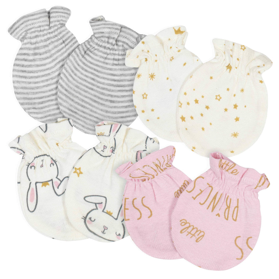 Gerber® 4-Pack Baby Girls Princess No Scratch Mittens Set-Gerber Childrenswear