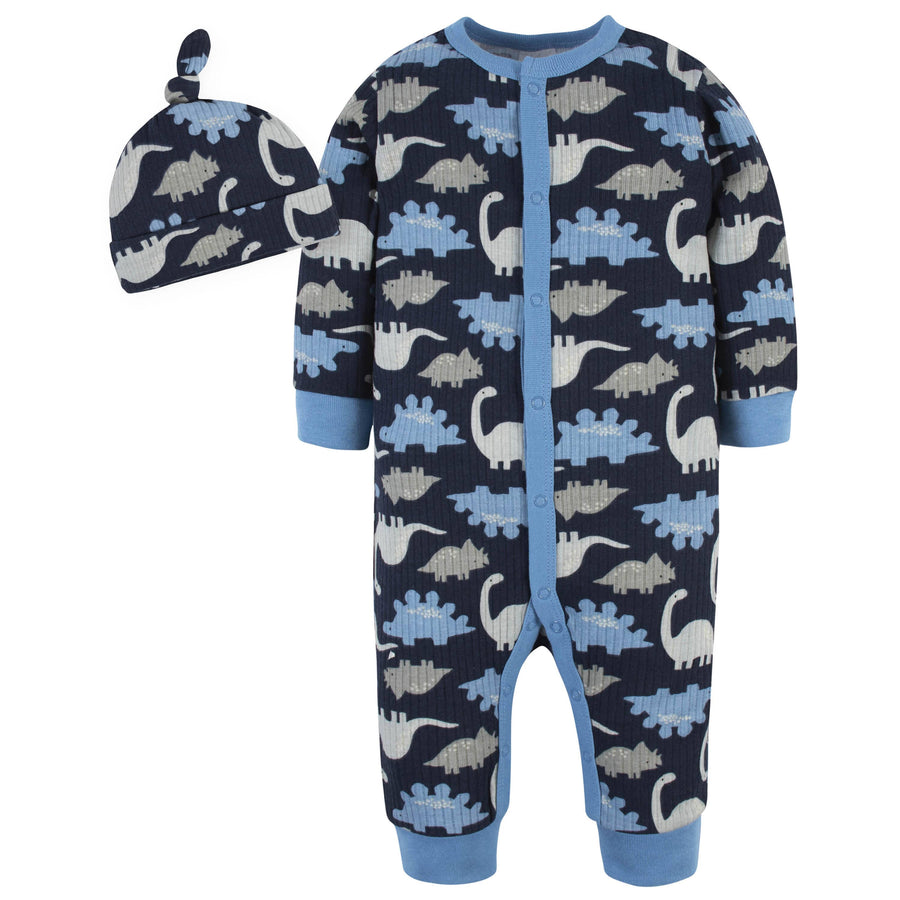 2-Piece Baby Boys Dino-Mite Coverall & Hat Set-Gerber Childrenswear