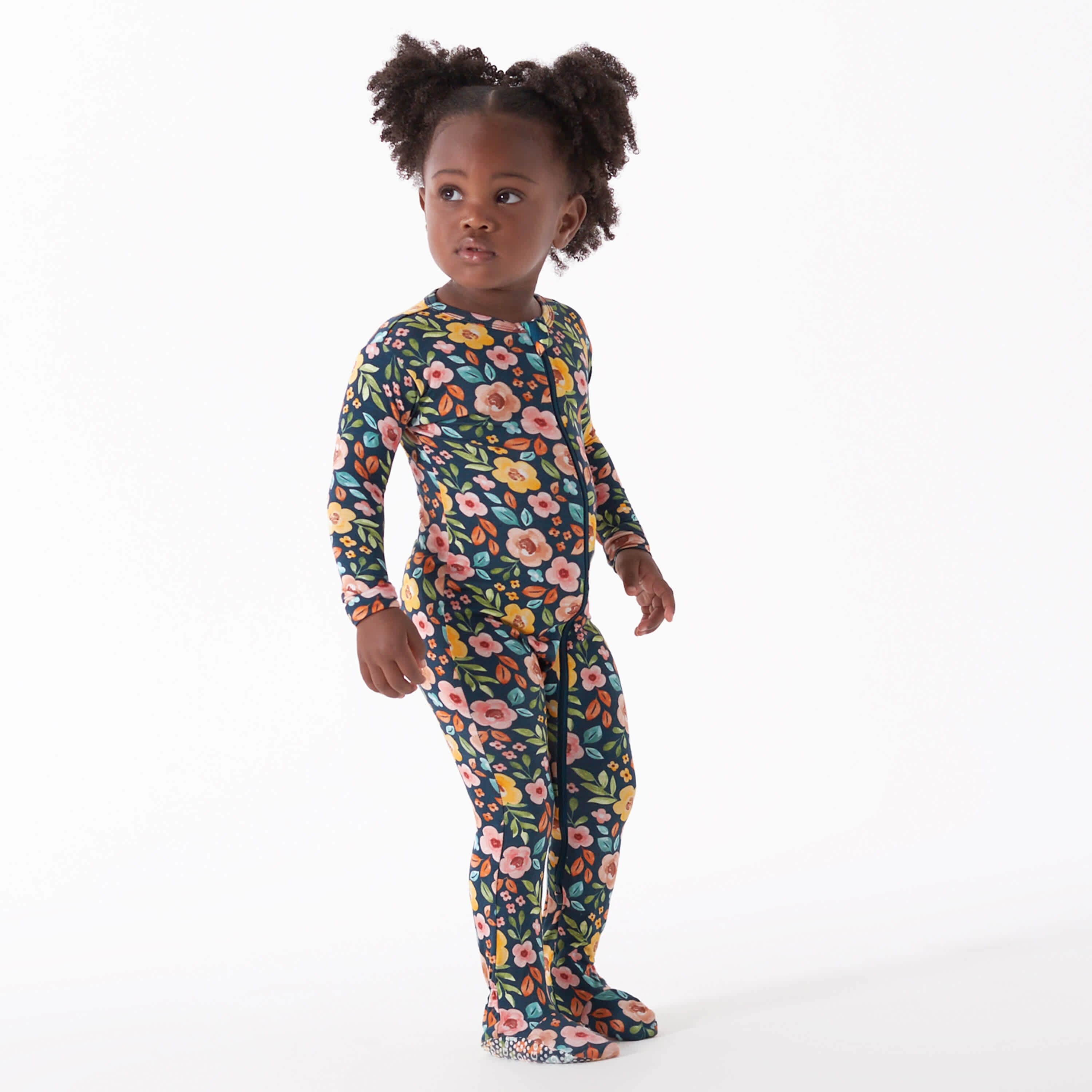 Baby & Toddler Girls Midnight Floral Buttery-Soft Viscose Made from Eucalyptus Snug Fit Footed Pajamas