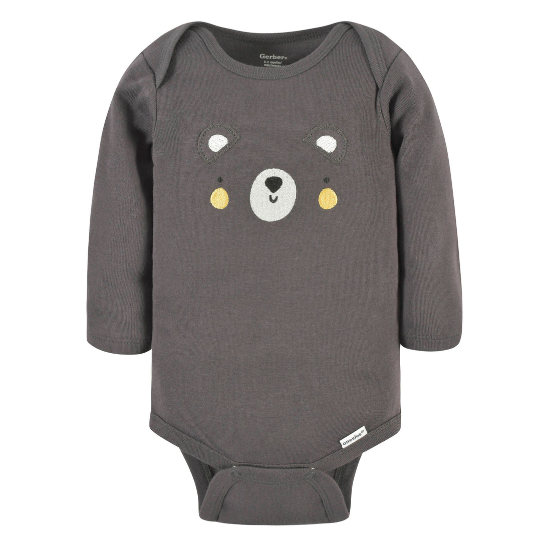 3-Pack Baby Neutral Beary Cute Long Sleeve Onesies® Bodysuits-Gerber Childrenswear