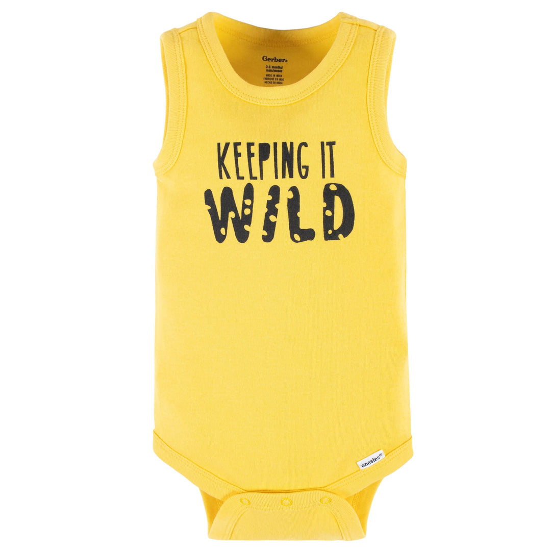 4-Pack Baby Boys Wild At Heart Tank Onesies® Bodysuits-Gerber Childrenswear