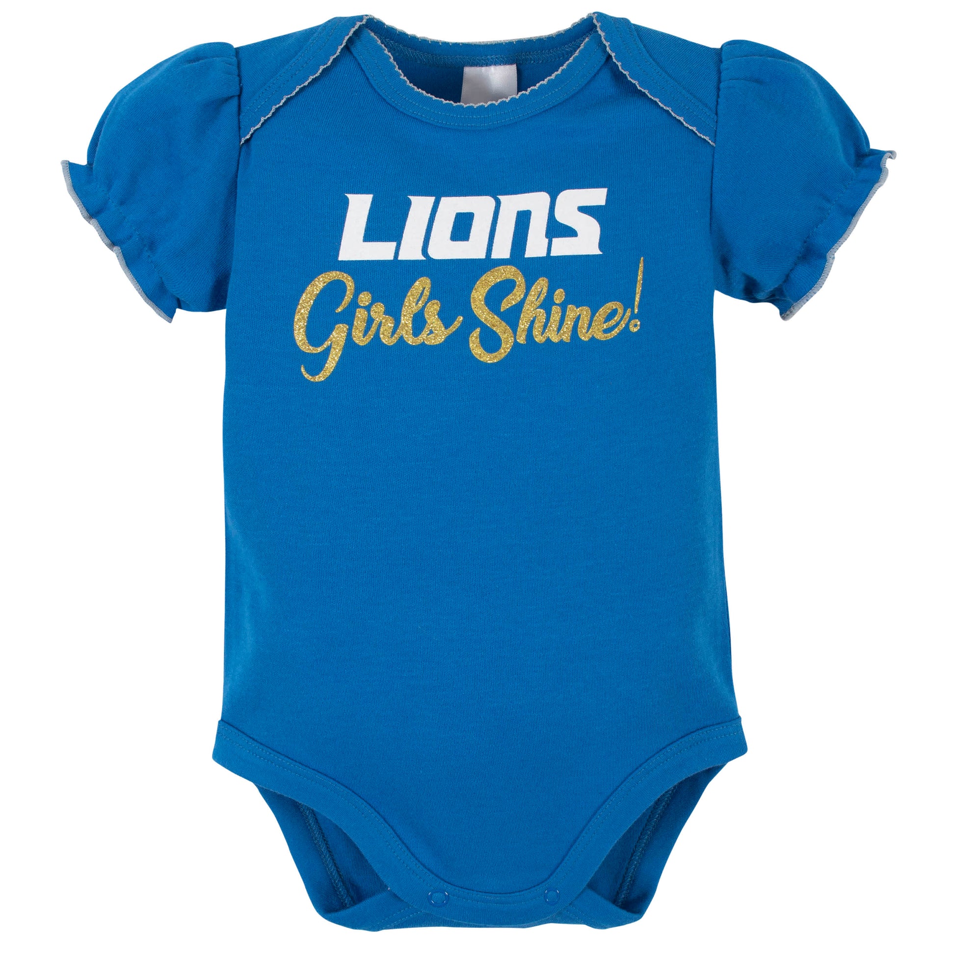 Detroit Lions Baby Girls Short Sleeve Bodysuits-Gerber Childrenswear
