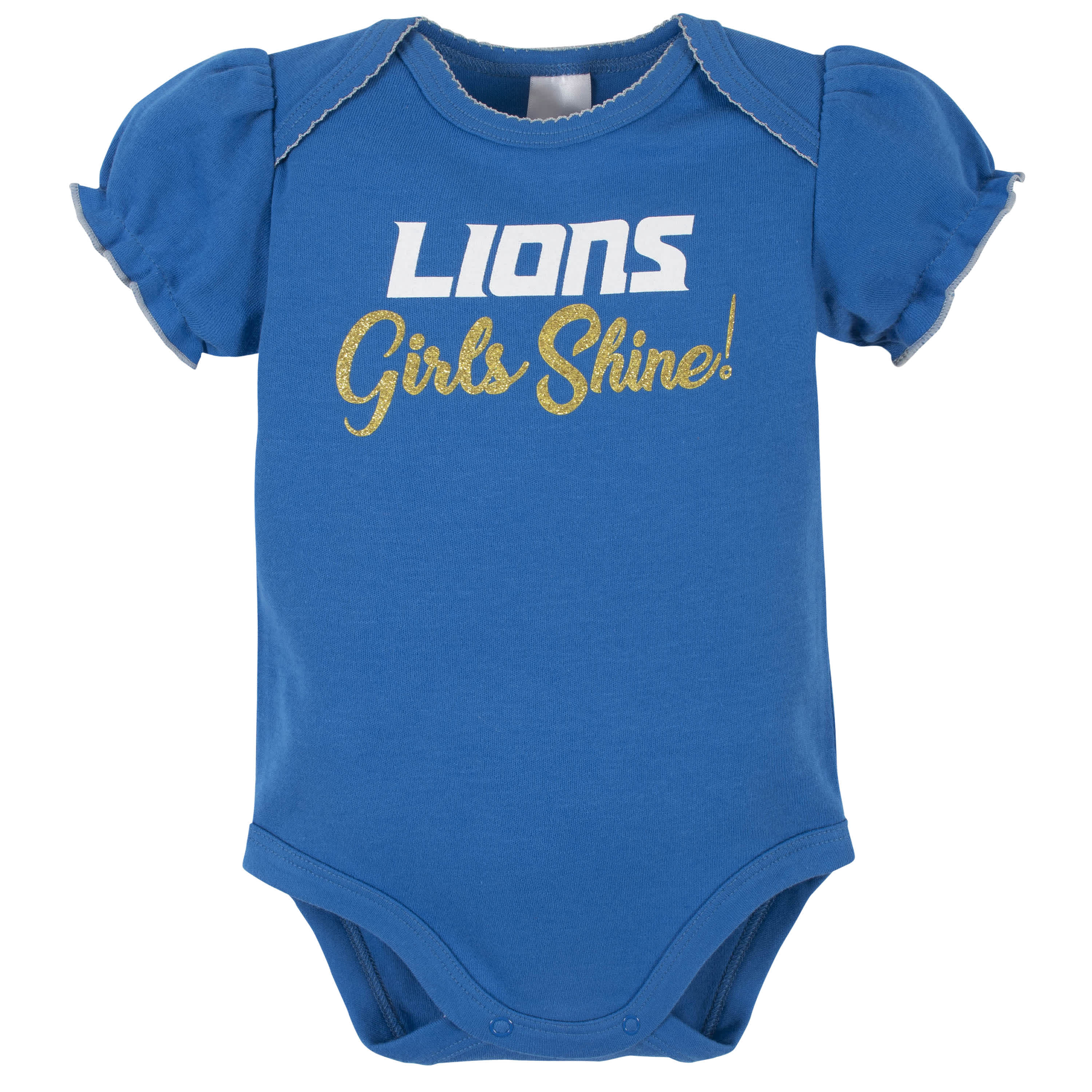 Detroit Lions Baby Girls Short Sleeve Bodysuits-Gerber Childrenswear