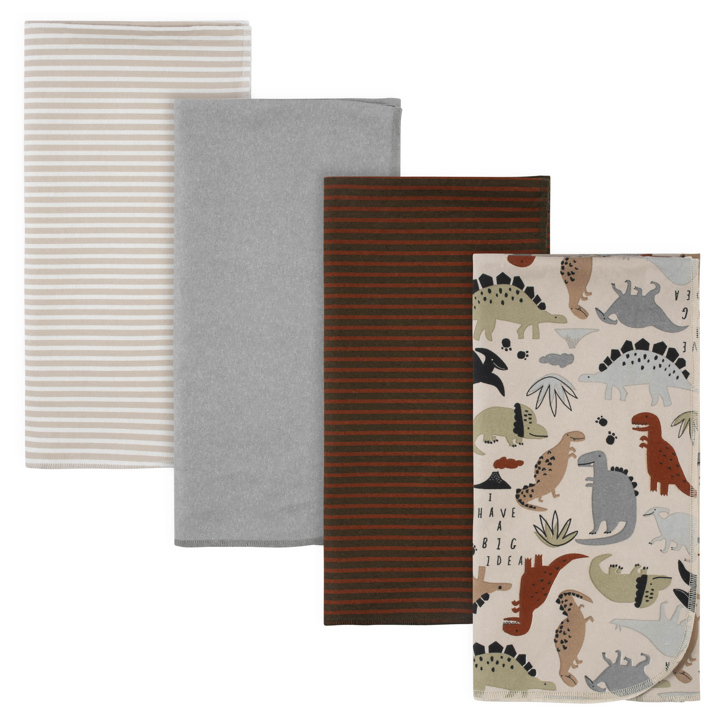 4-Pack Boys Dino Flannel Receiving Blankets-Gerber Childrenswear