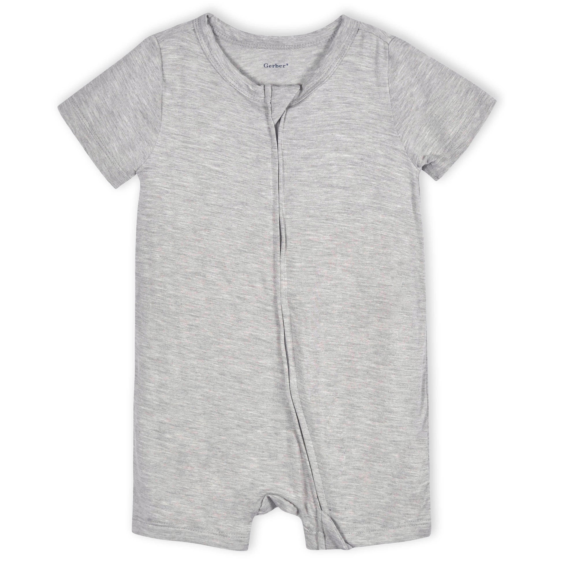 Baby Gray Heather Buttery-Soft Viscose Made from Eucalyptus Snug Fit Romper