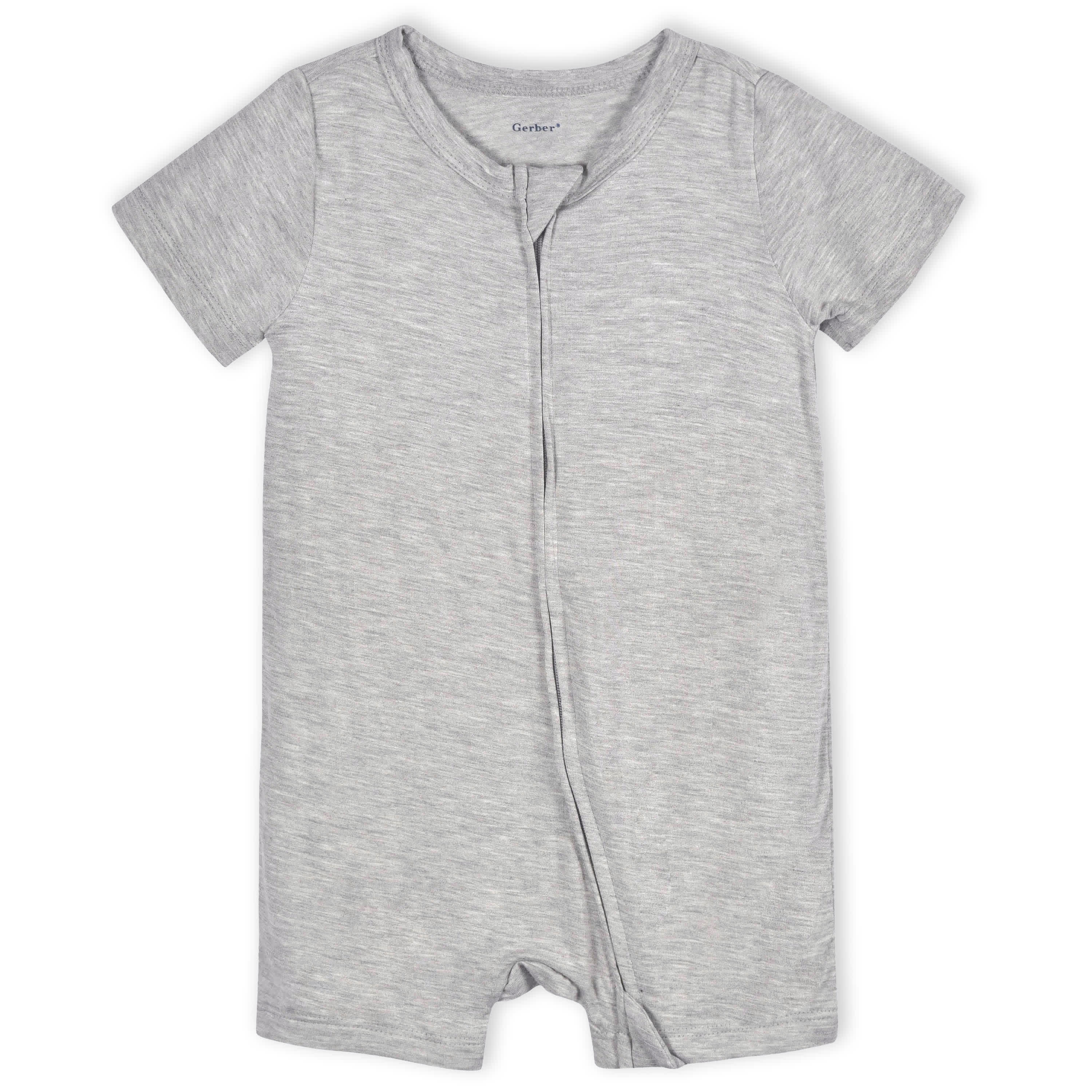 Baby Gray Heather Buttery-Soft Viscose Made from Eucalyptus Snug Fit Romper