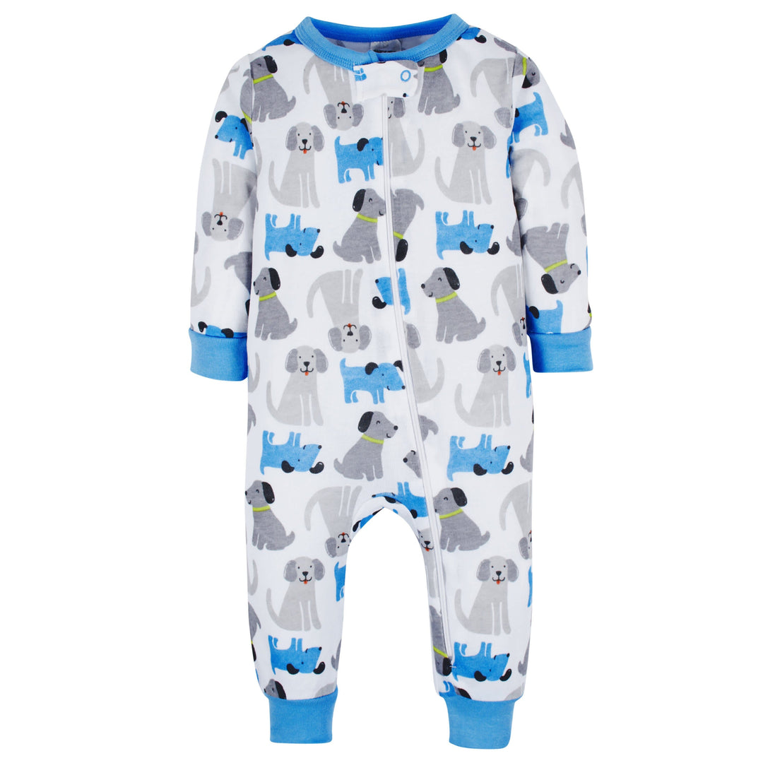 3-Pack Baby & Toddler Boys Stripes & Doggies Snug Fit Footless Pajamas
