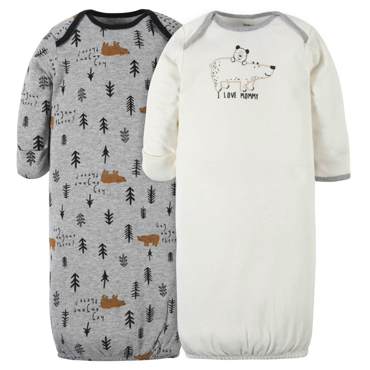 2-Pack Baby Boys Bear Gowns-Gerber Childrenswear