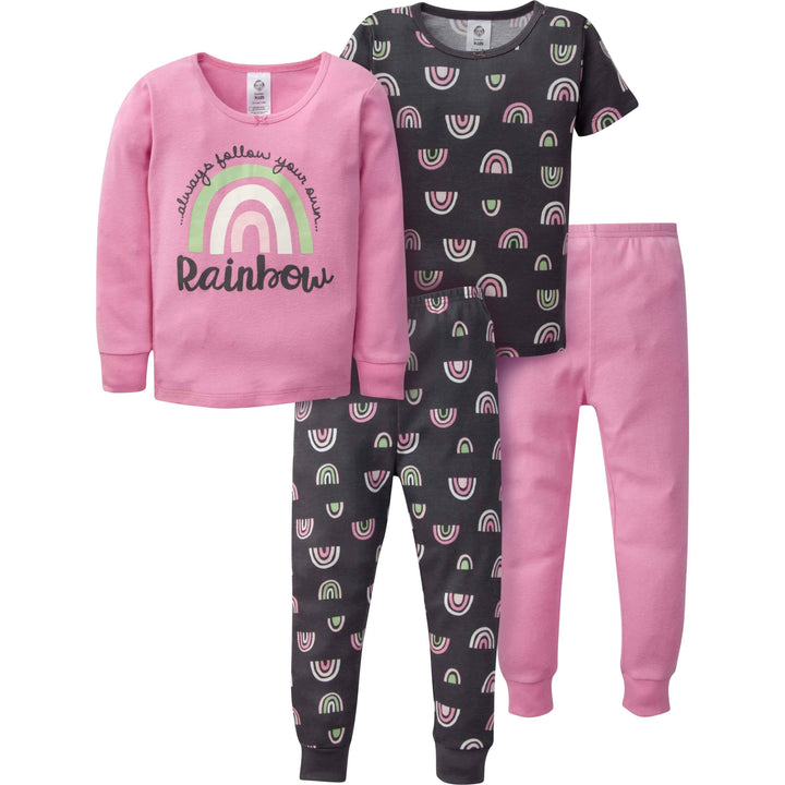 4-Piece Infant & Toddler Girls Rainbow Snug Fit Cotton Pajamas-Gerber Childrenswear