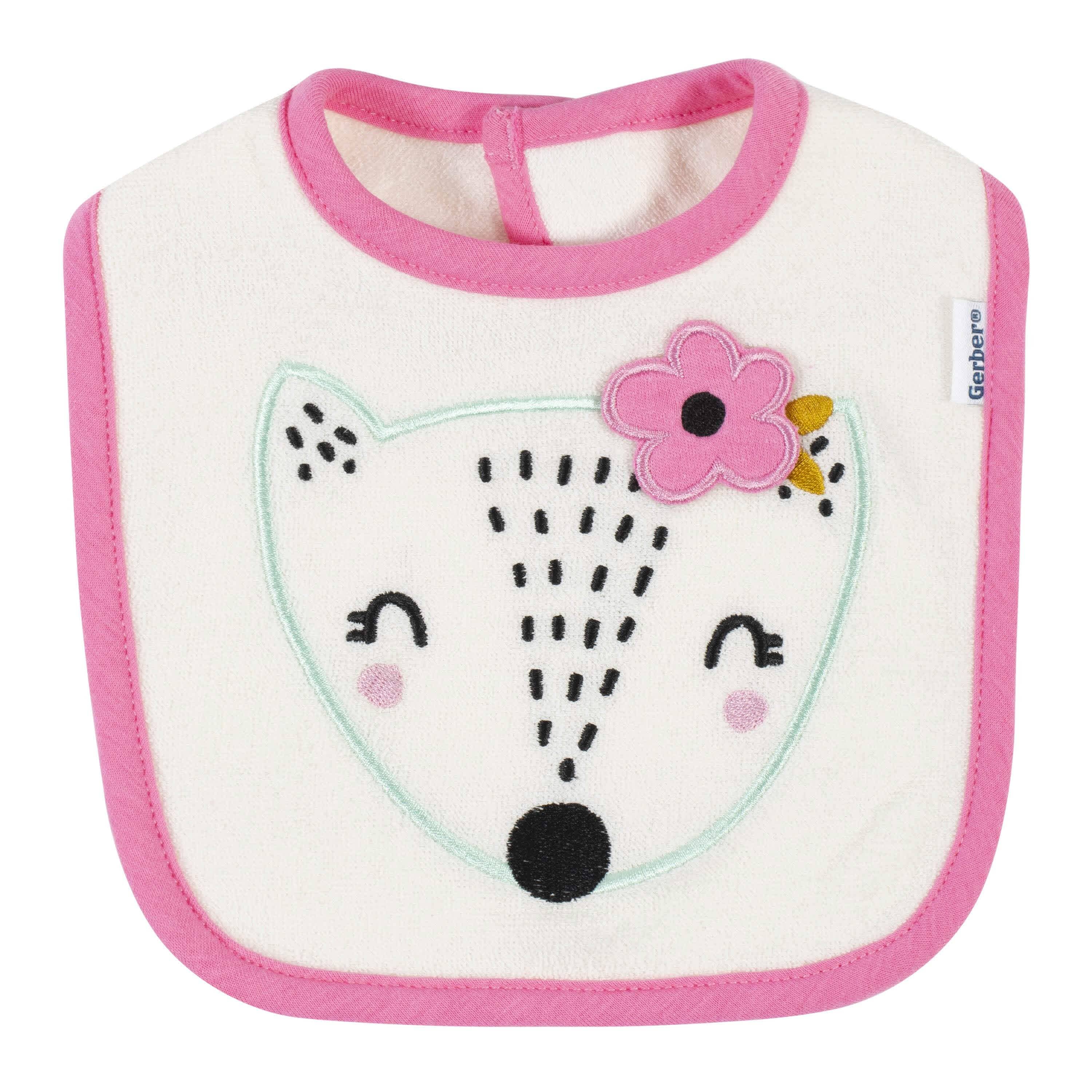 4-Pack Baby Girls Fox Bibs-Gerber Childrenswear