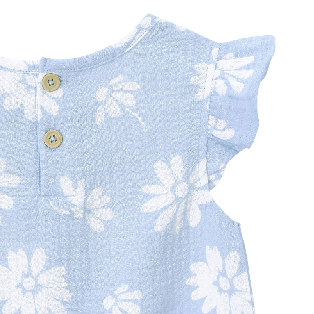 Infant & Toddler Girls Blue Floral Gauze Flutter Sleeve Top-Gerber Childrenswear