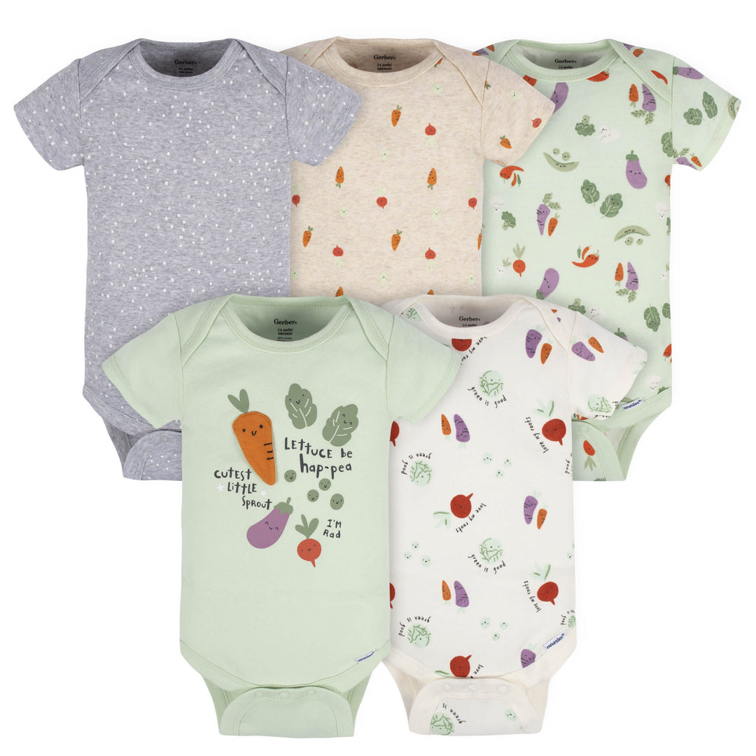 5-Pack Baby Neutral Happy Veggies Onesies® Bodysuits – Gerber Childrenswear