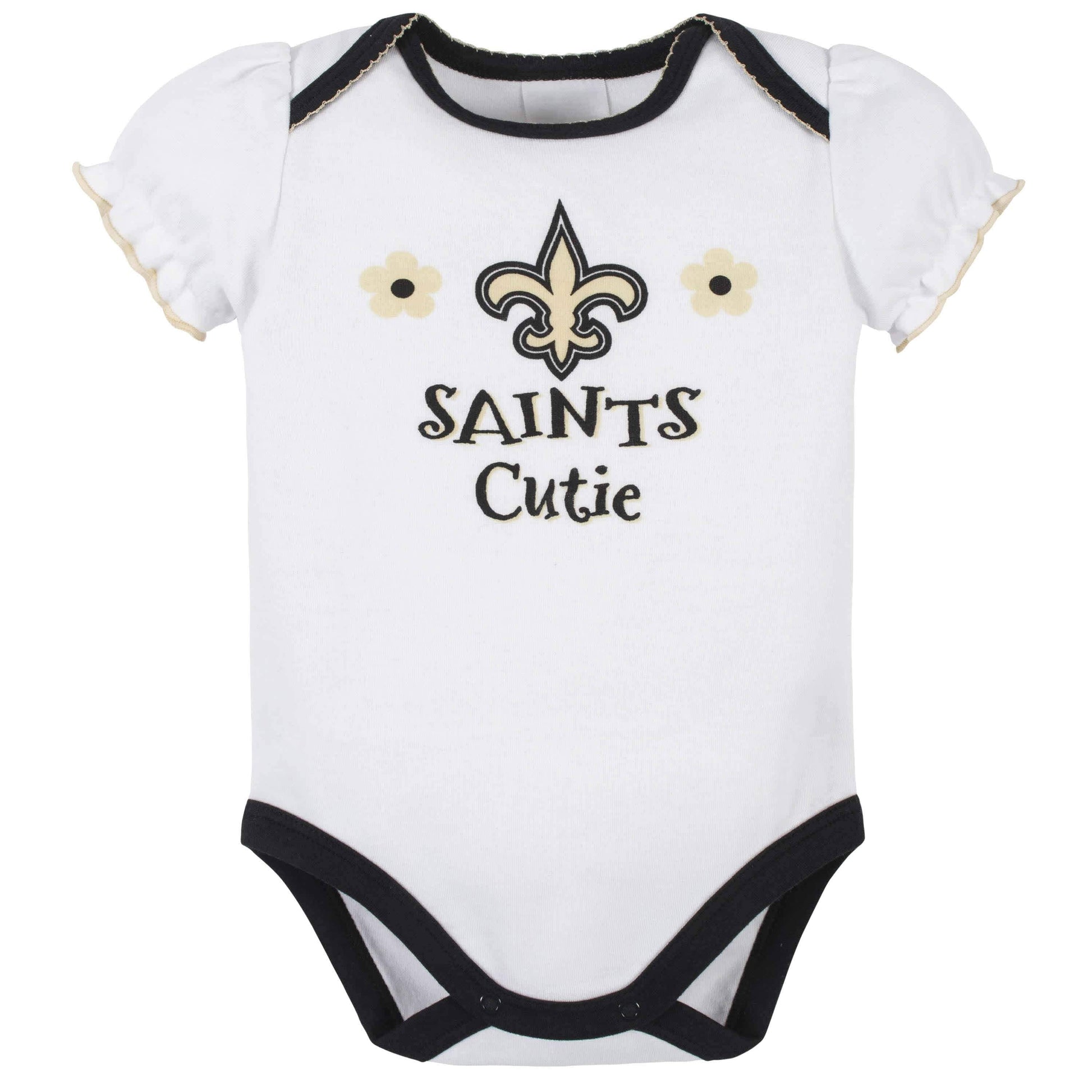 New Orleans Saints Baby Girls Short Sleeve Bodysuits-Gerber Childrenswear